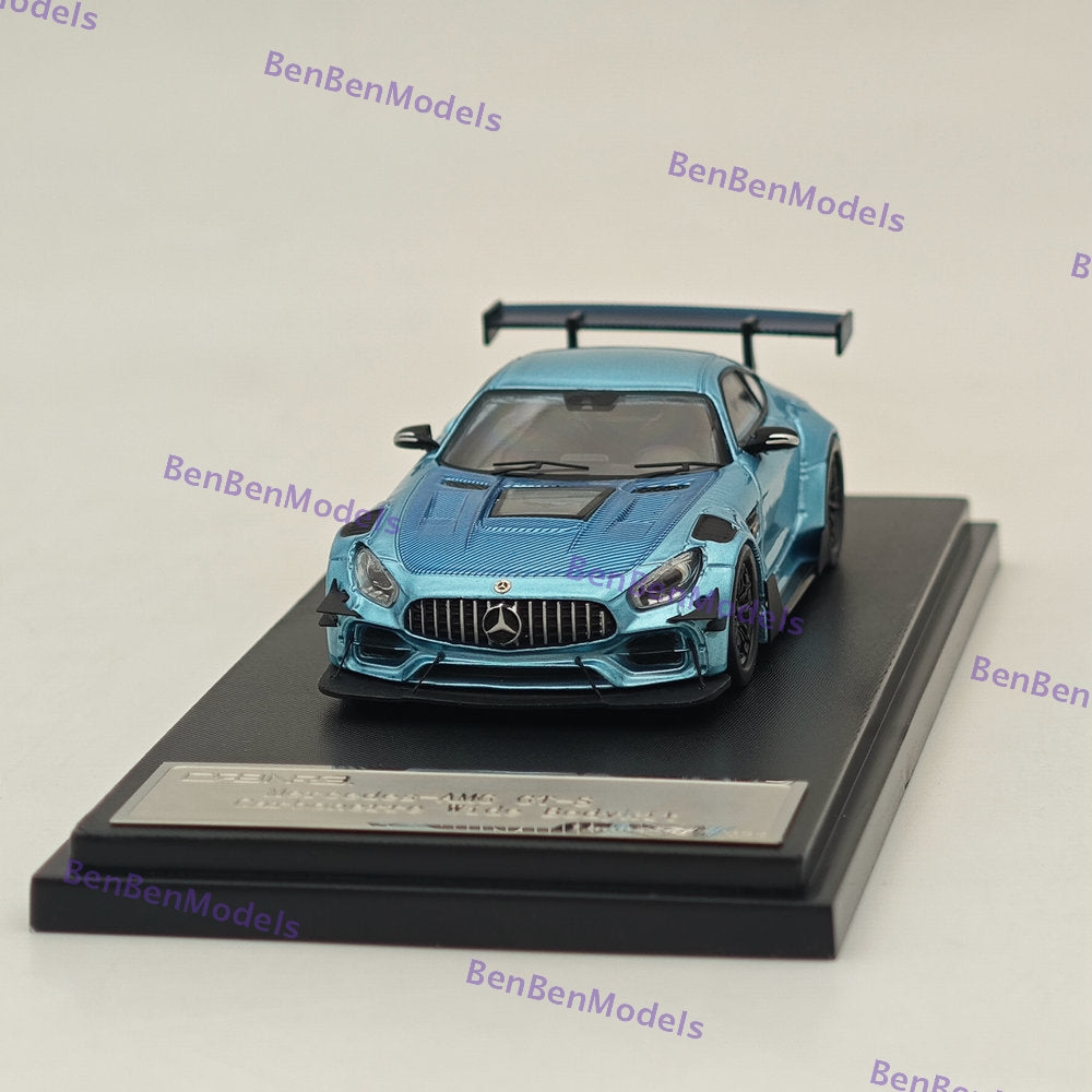 1:64 Rhino Model Mercedes AMG GTS Carbonerre Widebody Racing Sports Model Blue