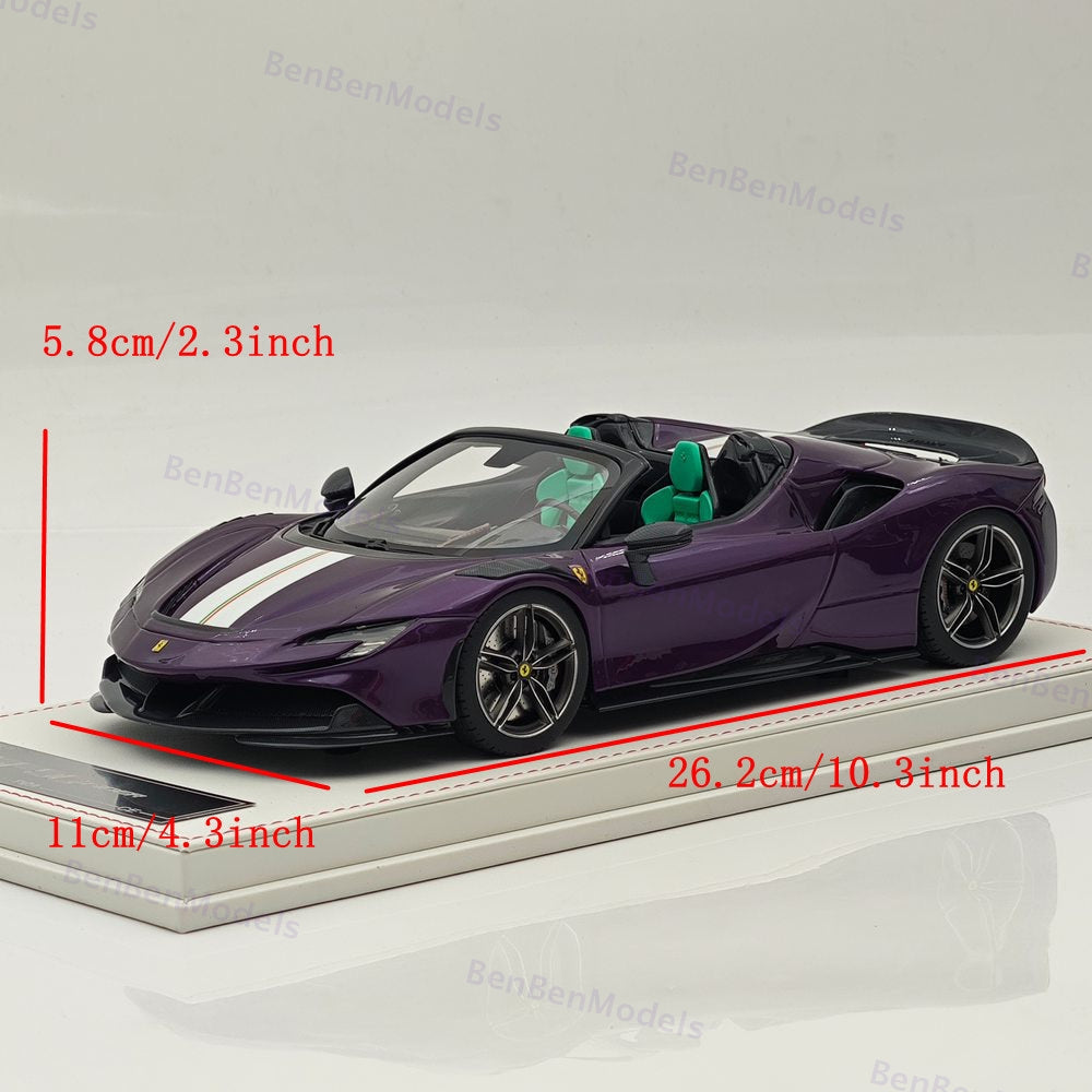 CE 1/18 Ferrari SF90 Spider Supercar Car Purple Resin Model Limited Collection