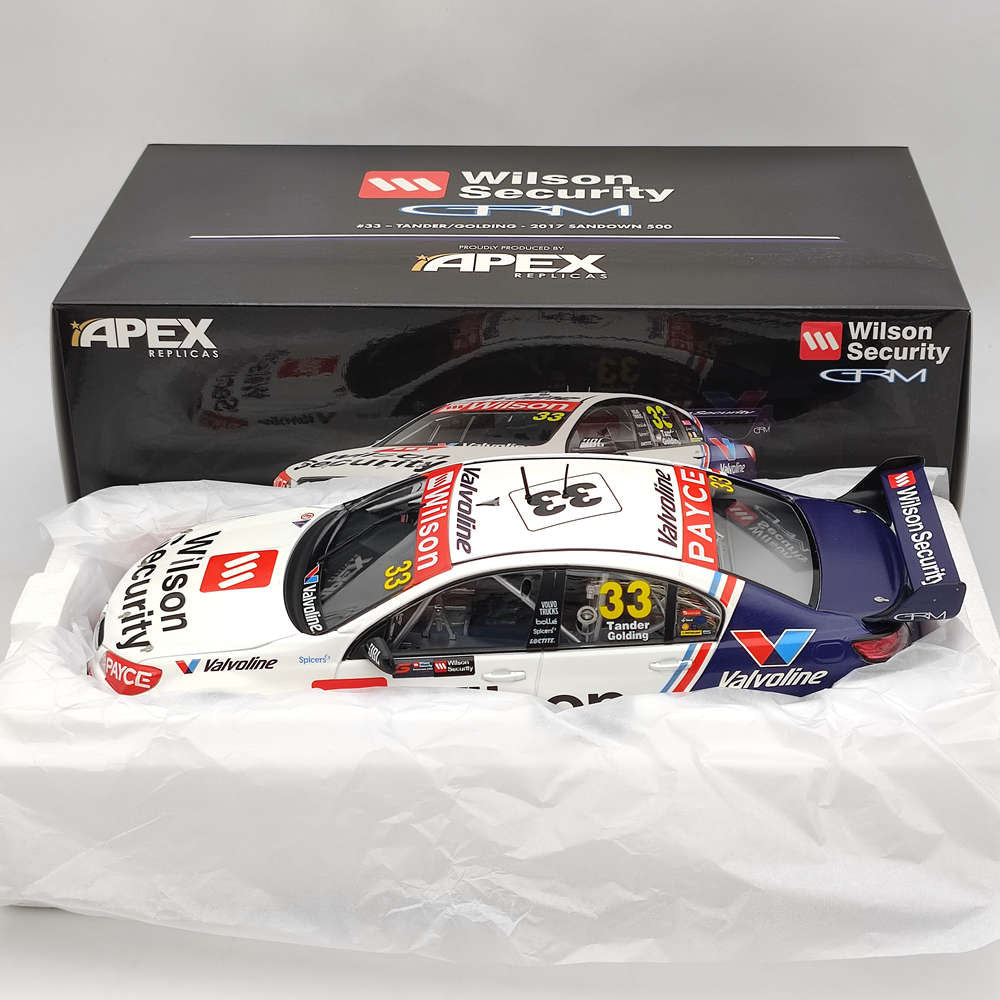 1/18 Apex Wilson Racing #33 Tander/Golding 2017 Sandown 500 AD80709 Modèles moulés sous pression Collection limitée