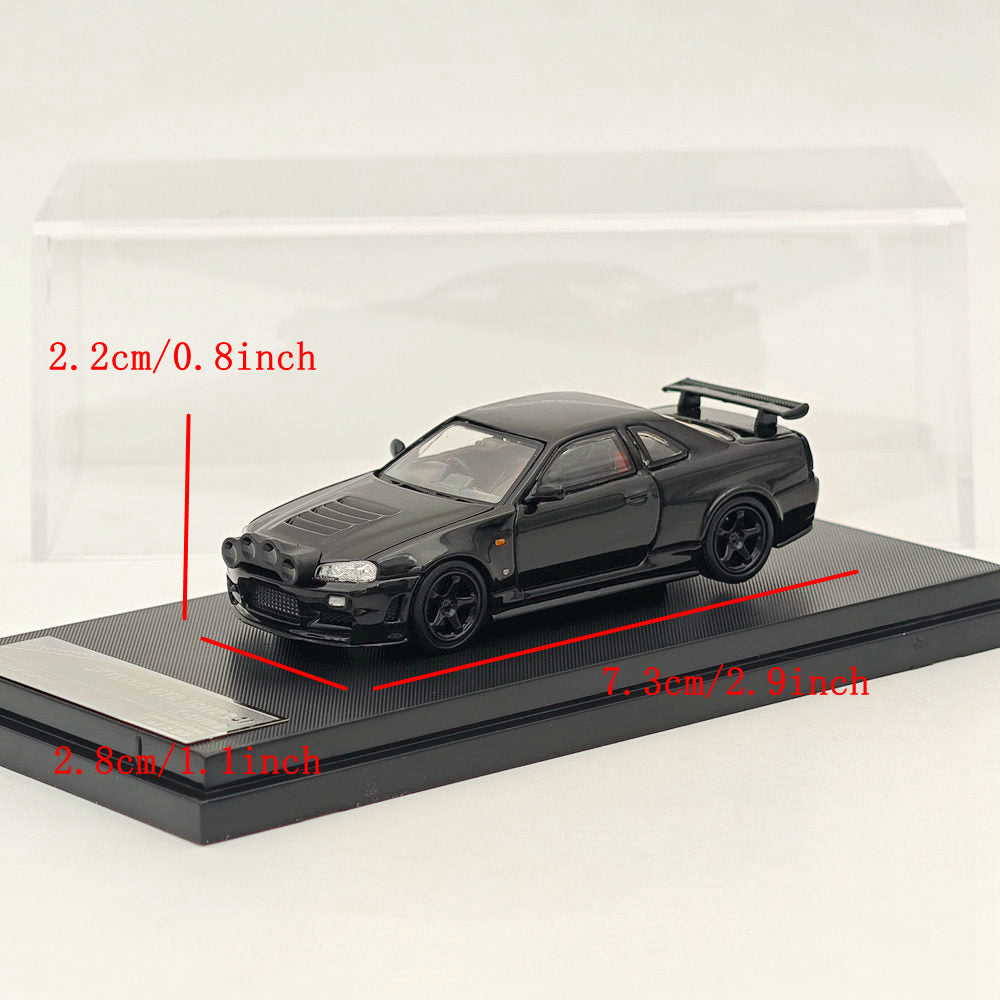 1/64 STREET WARRIOR Nissan Skyline GTR BNR-34 Z-Tune Black High REV Series Diecast Models Car Limited Collection
