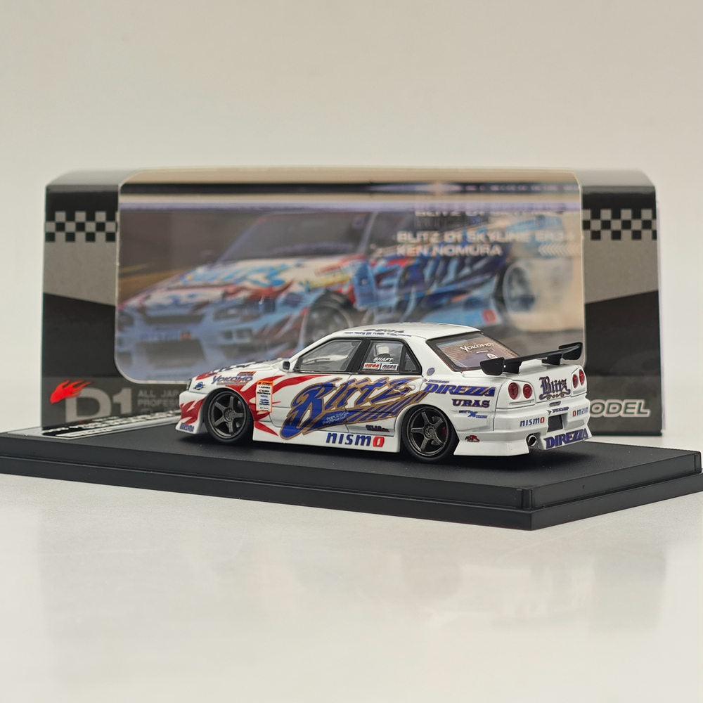 MORTAL 1:64 NISSAN BLITZ D1 SKYLINE ER34 URAS K5-660R MJ STYLE Drift Car Edition Miniature Diecast Toys Modèles de voitures Hobby Collection Cadeaux