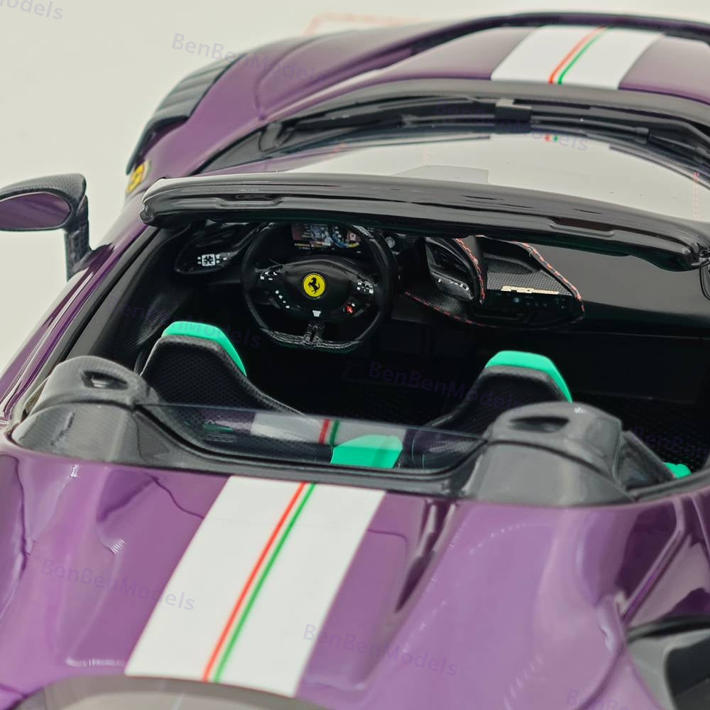 CE 1/18 Ferrari SF90 Spider Supercar Car Purple Resin Model Limited Collection