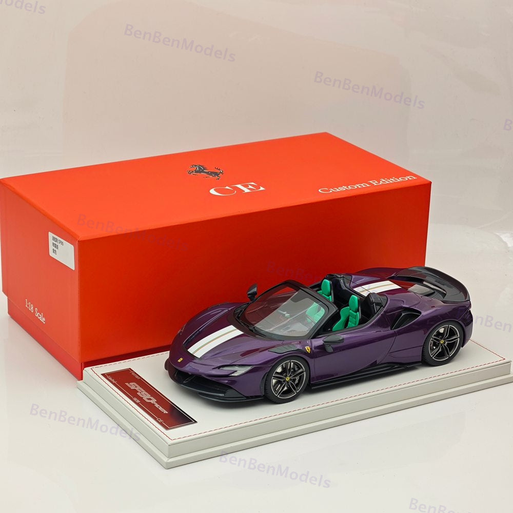 CE 1/18 Ferrari SF90 Spider Supercar Car Purple Resin Model Limited Collection