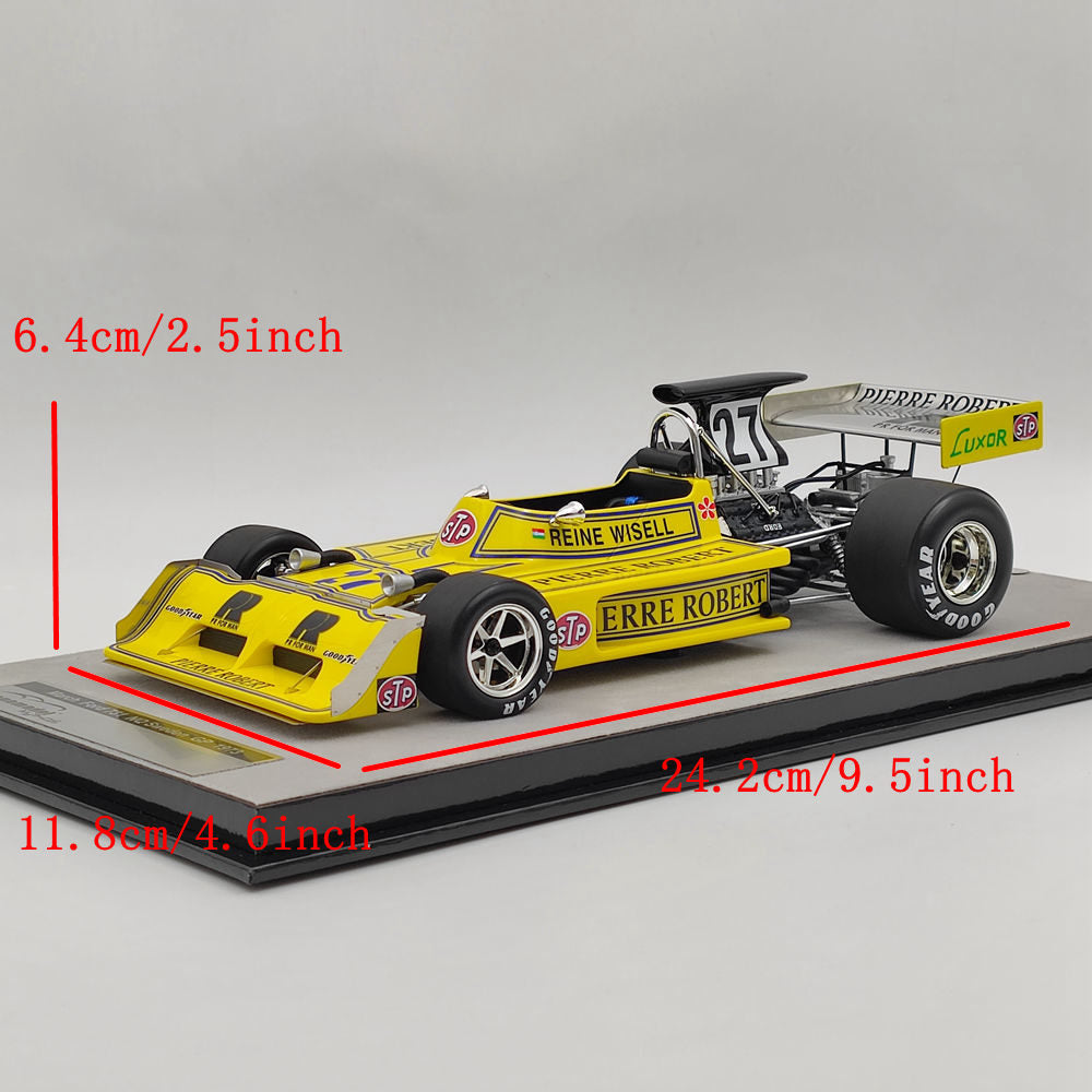 1/18 Tecno March Ford 731 NQ GP de Suède 1973 n° 27 Reine Wisell's TM18-289C Modèle réduit de voiture en résine jaune Collection limitée