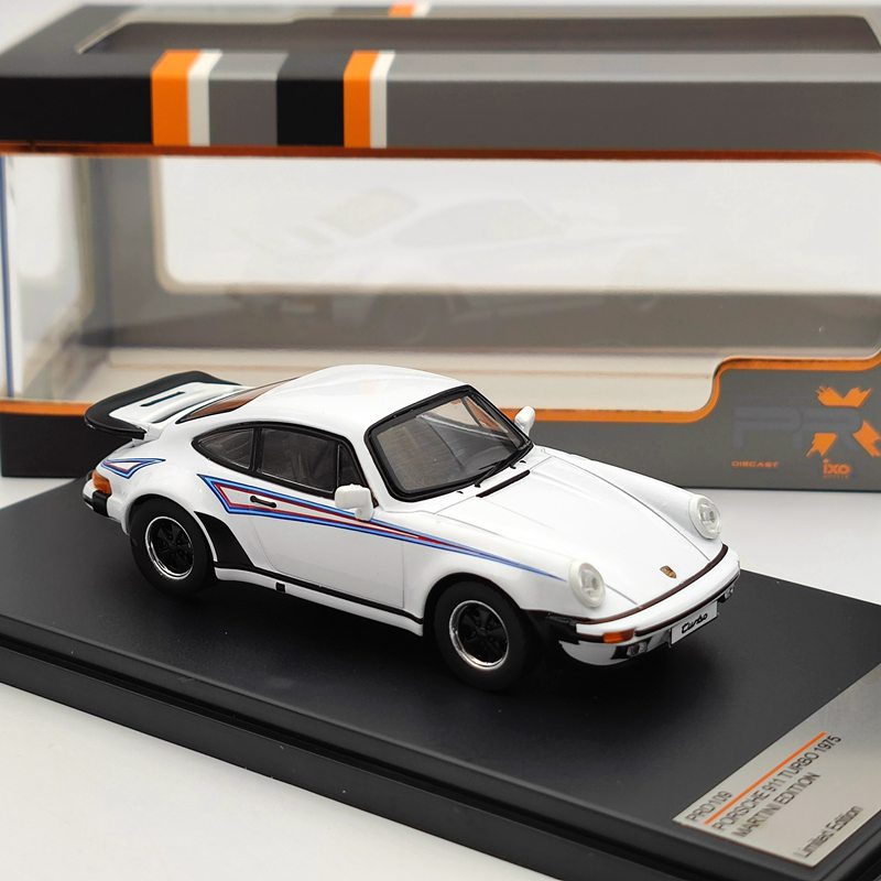 1/43 Premium X Porsche 911 Turbo 1975 White Martini Decoration PRD109 Diecast Toys Car Gift