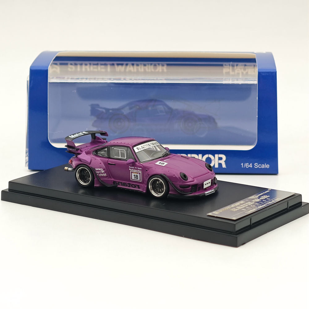 1:64 SW Purple 911 RWB 993 Apple #18 Racing Sports Model Diecast Metal Car
