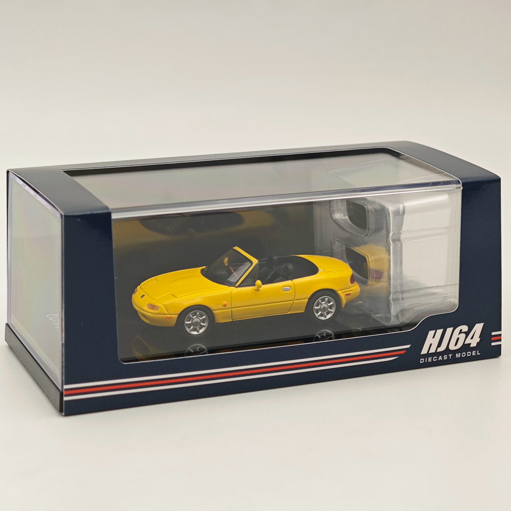 1/64 Hobby JAPAN Mazda EUNOS ROADSTER NA6CE WITH TONNEAU COVER Yellow HJ642025BY Diecast Models Car Limited Collection Auto Toys Gift