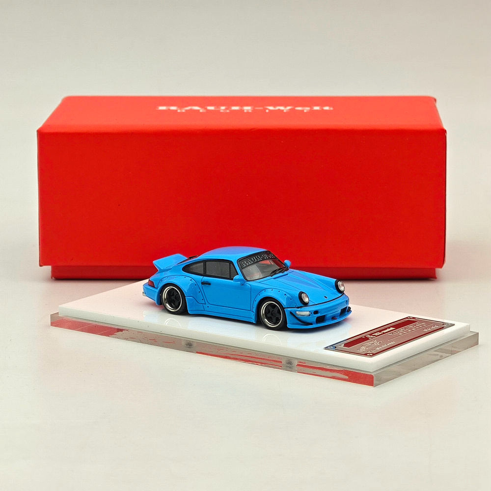 XKE 1/64 Porsche 964 RWB rauh-welt BEGRIFF, modèles de voiture en résine bleue, collection limitée, cadeau automobile