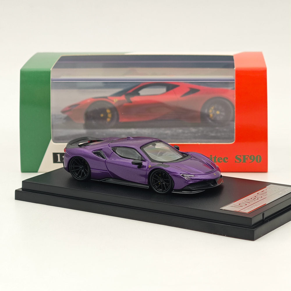 Fine model 1:64 Scale Novitec Ferrari SF90 Diecast Models Car Collections Purple