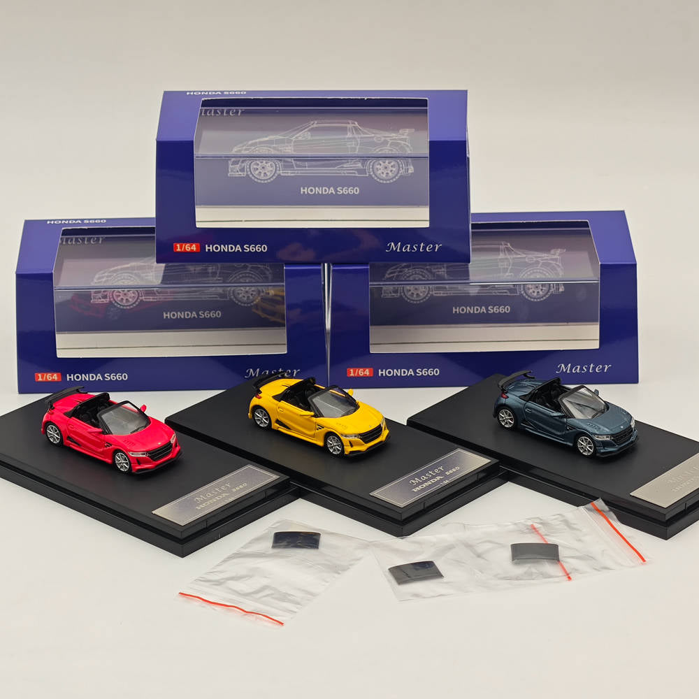 Master 1:64 Honda S660 Mugen Cabriolet Jouets moulés sous pression Modèles de voitures Collection Cadeaux Édition limitée
