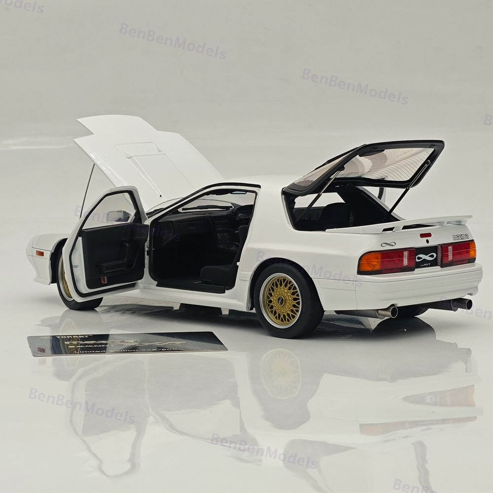 TopArt MODEL 1:18 MAZDA RX7 FC3S 1989 White / Gold Wheels Diecast Model Car