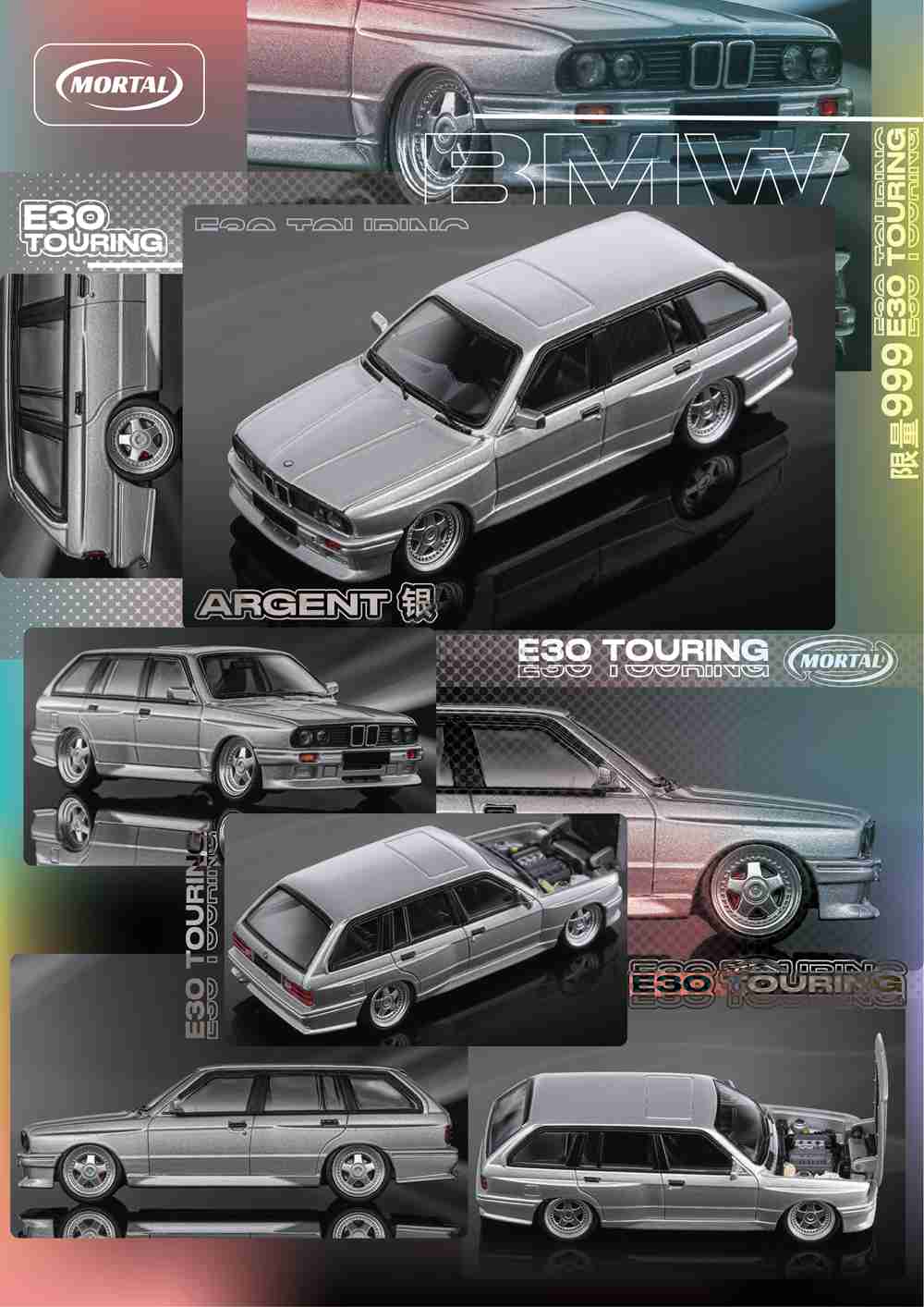 Mortal 1:64 BMW E30 M3 Style Touring Wagon AIT Openable Hood Diecast Toys Car Models Hobby Collection Gifts