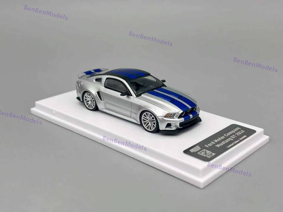 Pre-sale GDO Hunter x DCM 1:64 Mustang GT 2014 NFS Silver Blue Need For Speed