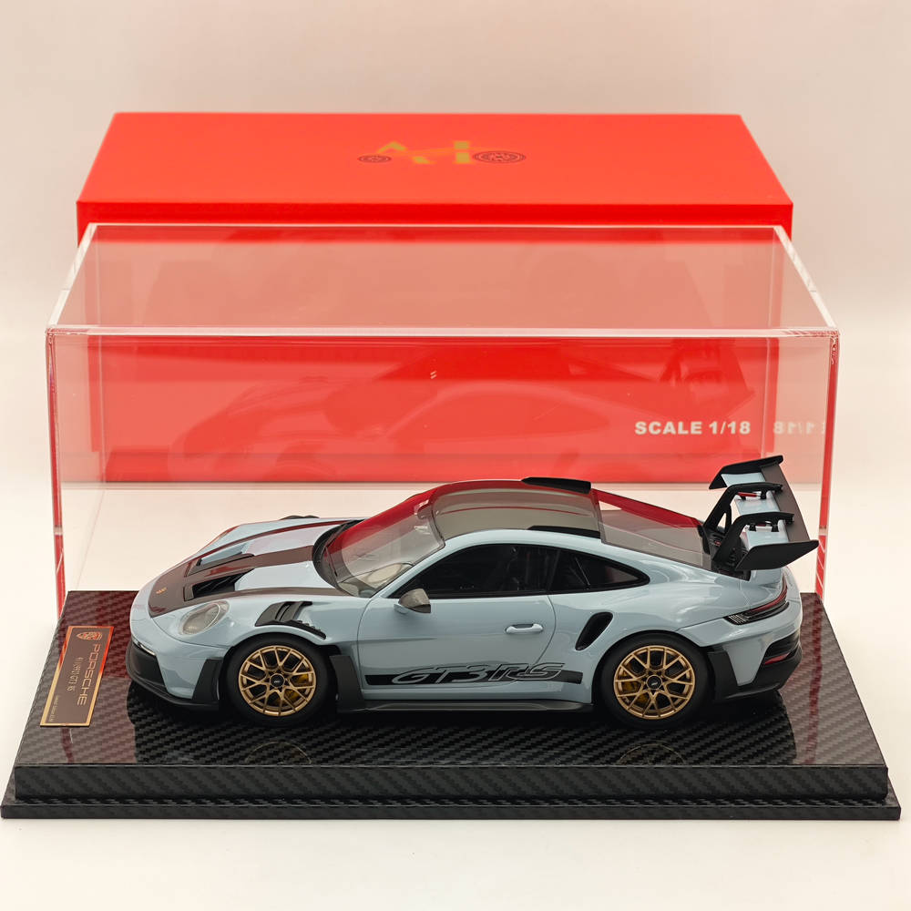 Modèle de voiture de collection de haute qualité en résine AI MODEL 1/18 Porsche 992 GT3 RS GRAY