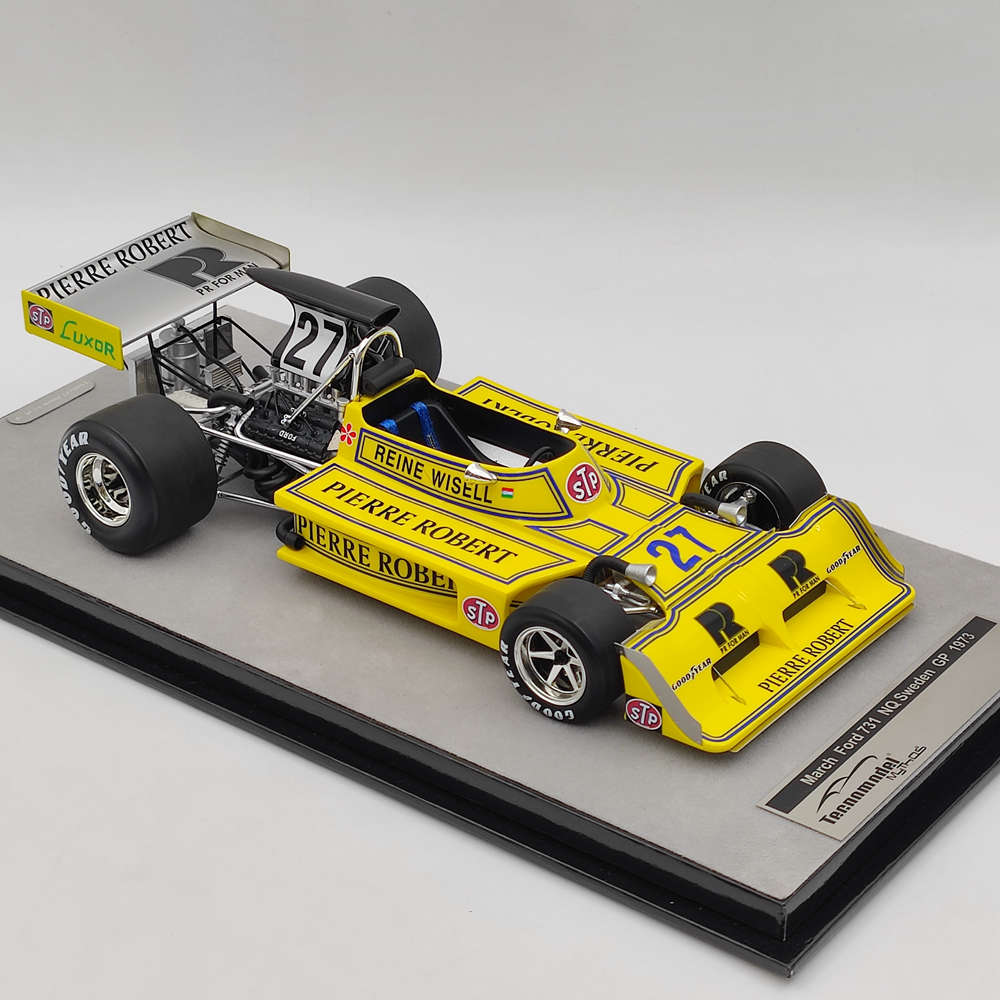 1/18 Tecno March Ford 731 NQ GP de Suède 1973 n° 27 Reine Wisell's TM18-289C Modèle réduit de voiture en résine jaune Collection limitée
