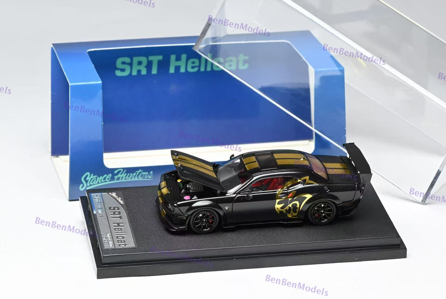 Pre-sale 1:64 SH Challenger SRT Hellcat Wide-Body Matt Black"MidnightEclipse"