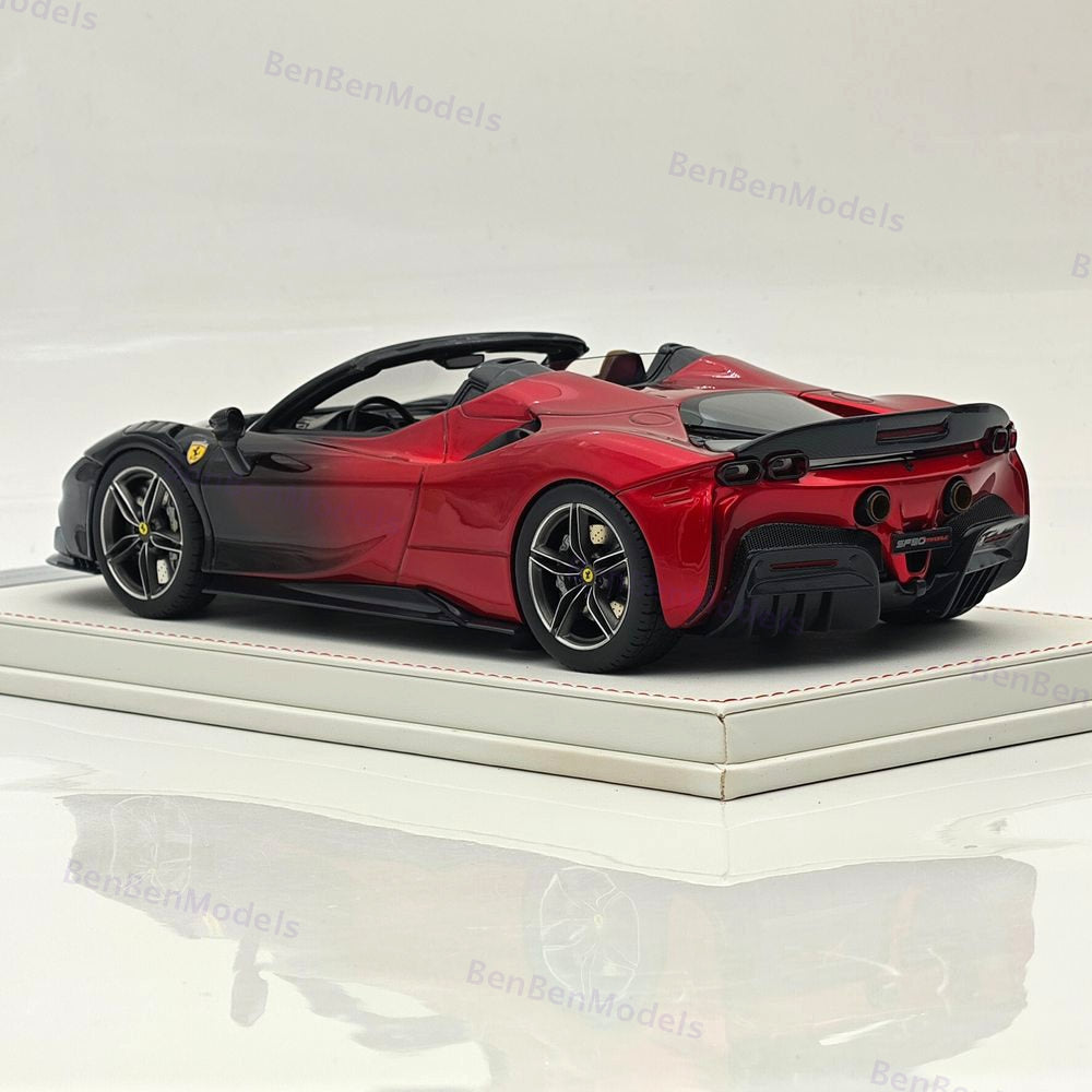 CE 1/18 Ferrari SF90 Spider Supercar Car Red Black Gradient Resin Diecast Model