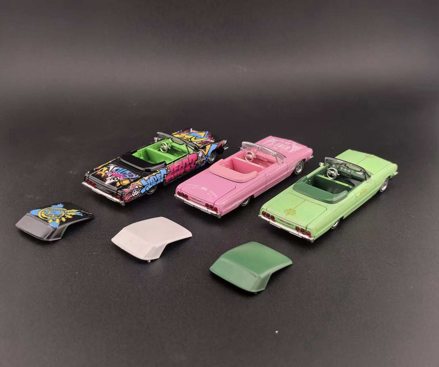 新品 FINE WORKS 1/64 Lowrider Convertible Fine Works64 Impala Lowrider with Acrylic Base Display Skull