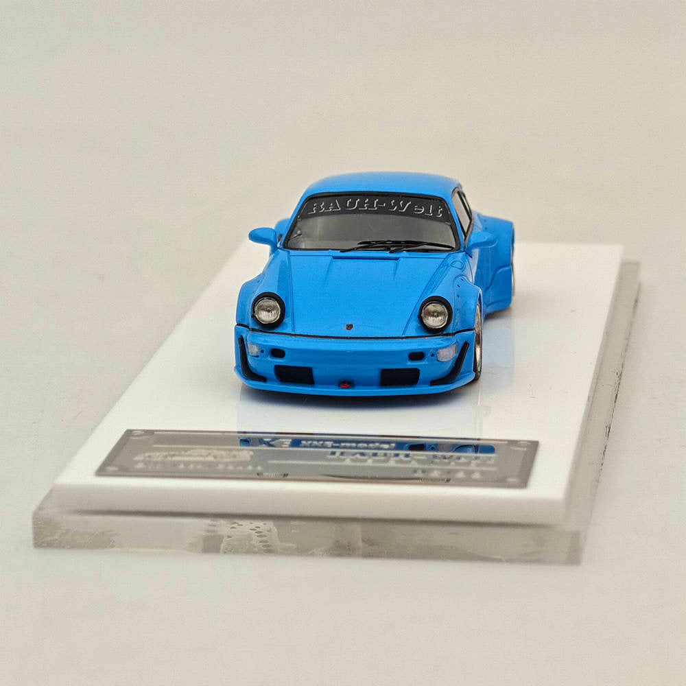 XKE 1/64 Porsche 964 RWB rauh-welt BEGRIFF, modèles de voiture en résine bleue, collection limitée, cadeau automobile