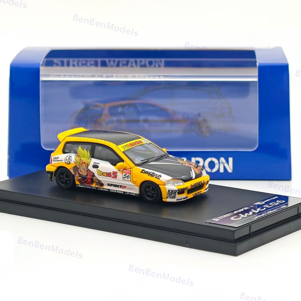 1:64 SW Civic EG6 Sir Dragon Ball Hatchback Sports Model Diecast Metal Car Gifts