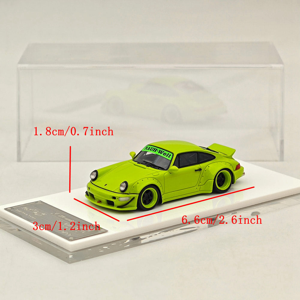 XKE Porsche 1/64 RWB rauh-welt BEGRIFF, modèles de voiture en résine vert pomme, collection limitée, cadeau automobile, 964