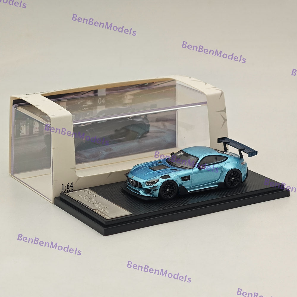 1:64 Rhino Model Mercedes AMG GTS Carbonerre Widebody Racing Sports Model Blue