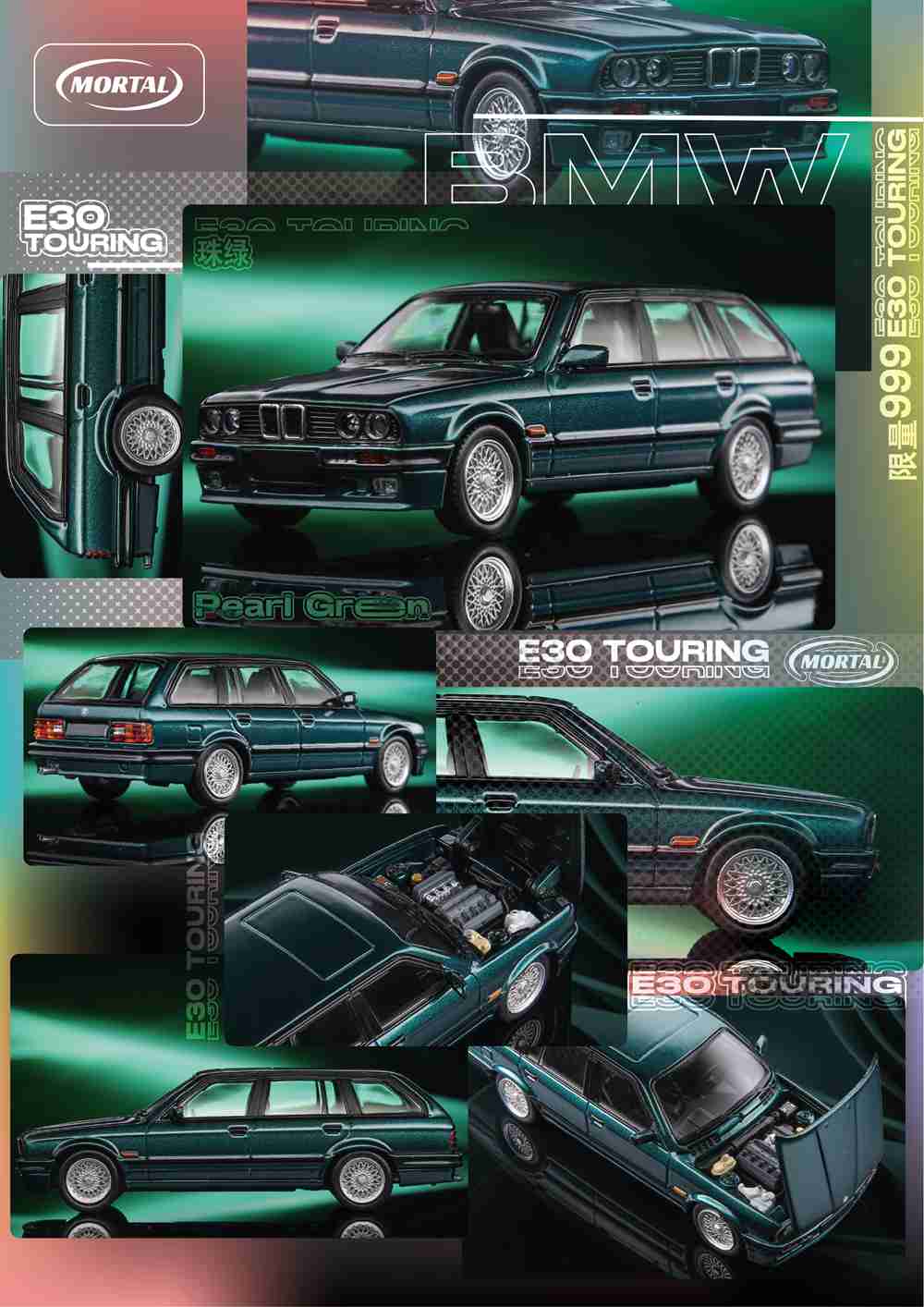 Mortal 1:64 BMW E30 M3 Style Touring Wagon AIT Capot ouvrable Jouets moulés sous pression Modèles de voitures Hobby Collection Cadeaux
