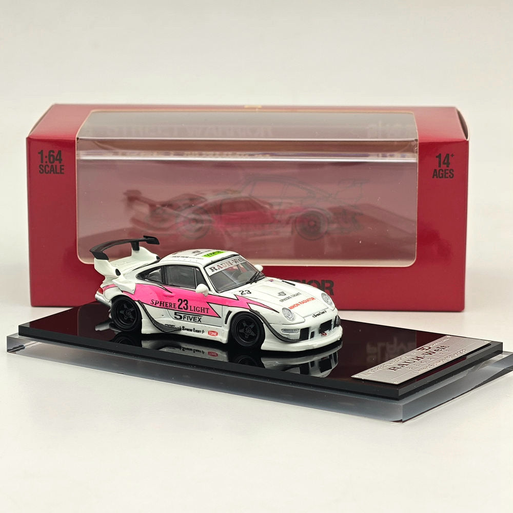Modèle réduit de voiture moulé sous pression SW RWB 993 Rauh-Welt Modified Pink #23 Short Wing Limited au 1/64