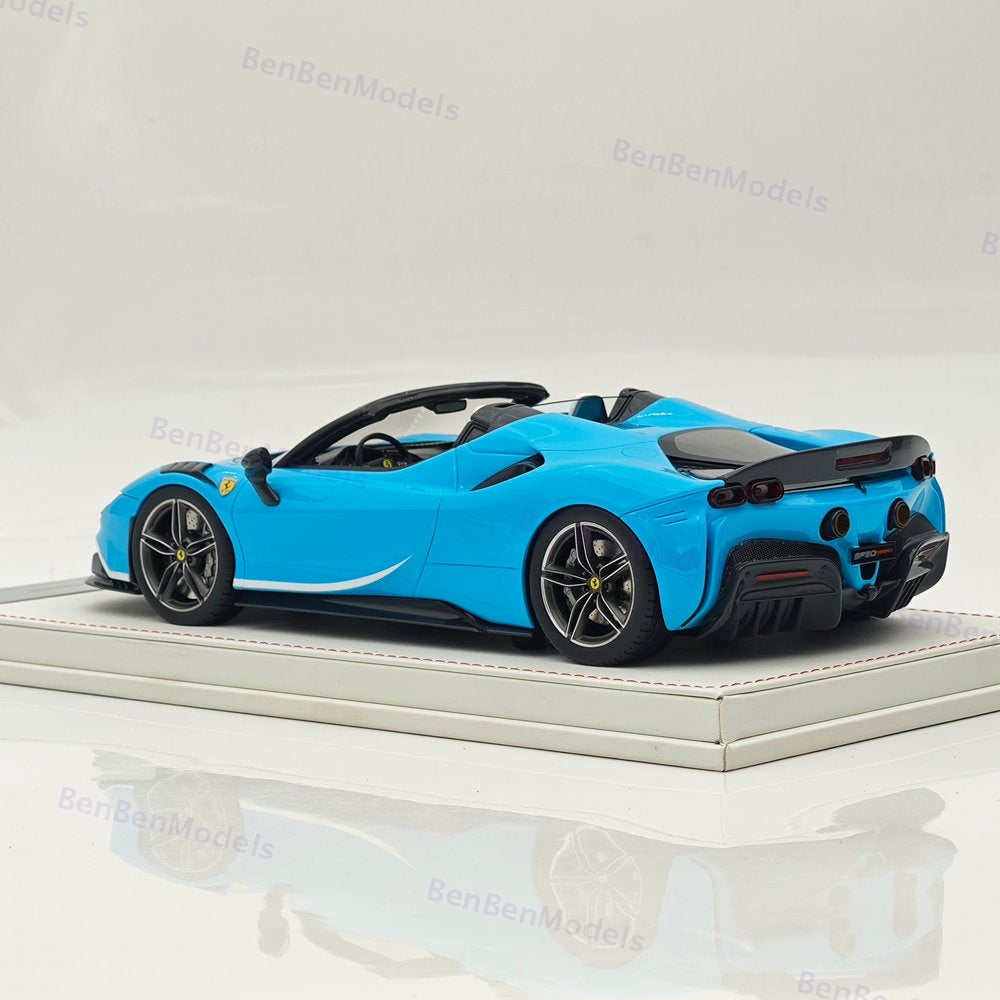 CE 1/18 Ferrari SF90 Spider Supercar Car Blue Resin Model Limited Collection