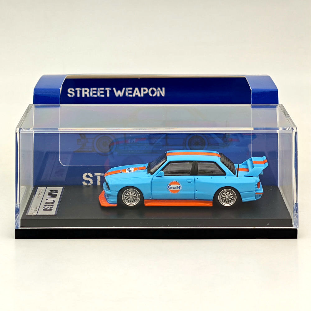 Modèle réduit de voiture moulé sous pression BMW LTO E30 M3 bleu Gulf, Street Weapon SW, échelle 1/64