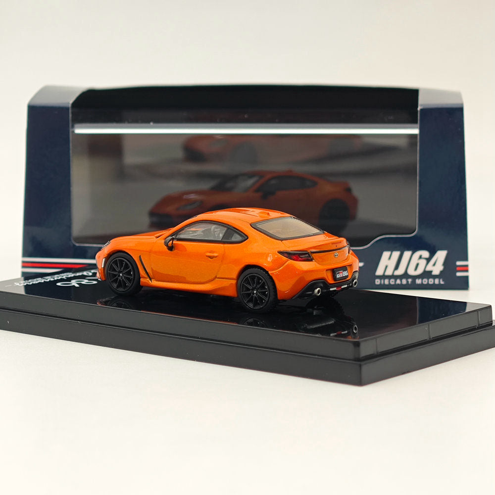 Hobby Japan 1:64 Toyota GR86 RZ 10th Anniversary Limited Flame Orange HJ642048P Diecast Models Car Collection