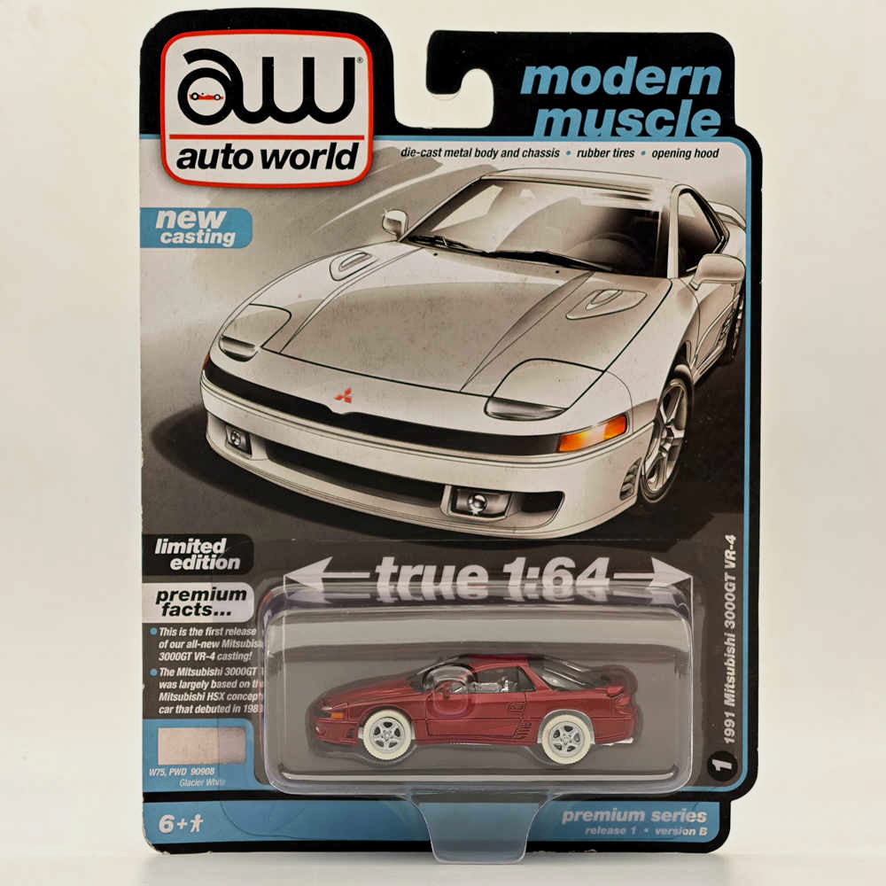 CHASE Auto World 1/64 1991 Mitsubishi 3000GT VR-4 Ultra Red Modèles moulés sous pression
