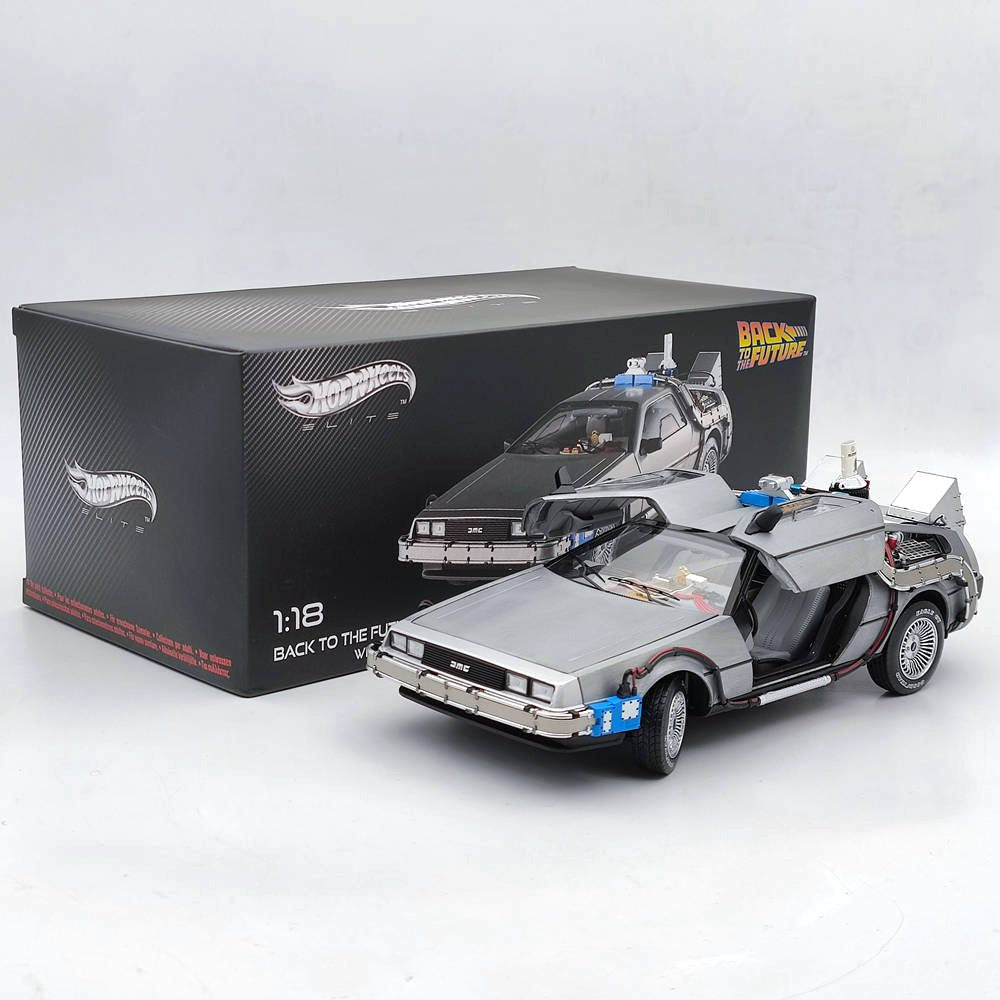 Hot Wheels 1/18 Elite Retour vers le futur Time Machine BCJ97 Modèle de voiture moulé sous pression Collection Auto Cadeau