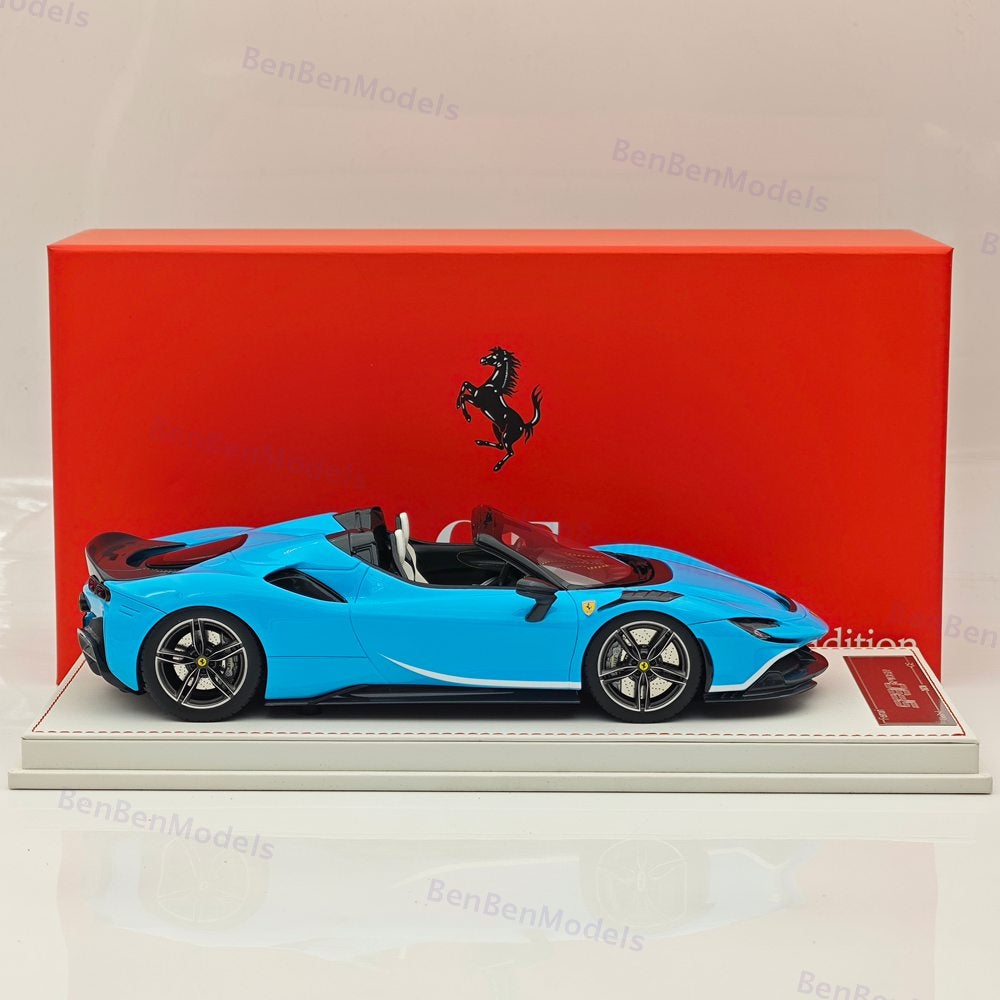 CE 1/18 Ferrari SF90 Spider Supercar Car Blue Resin Model Limited Collection