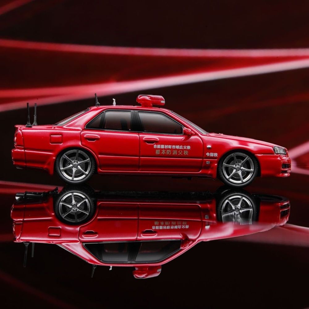 MORTAL 1:64 NISSAN SKYLINE URAS ER34 10th Japan Fire truck/police car Miniature Diecast Toys Car Models Hobby Collection Gifts