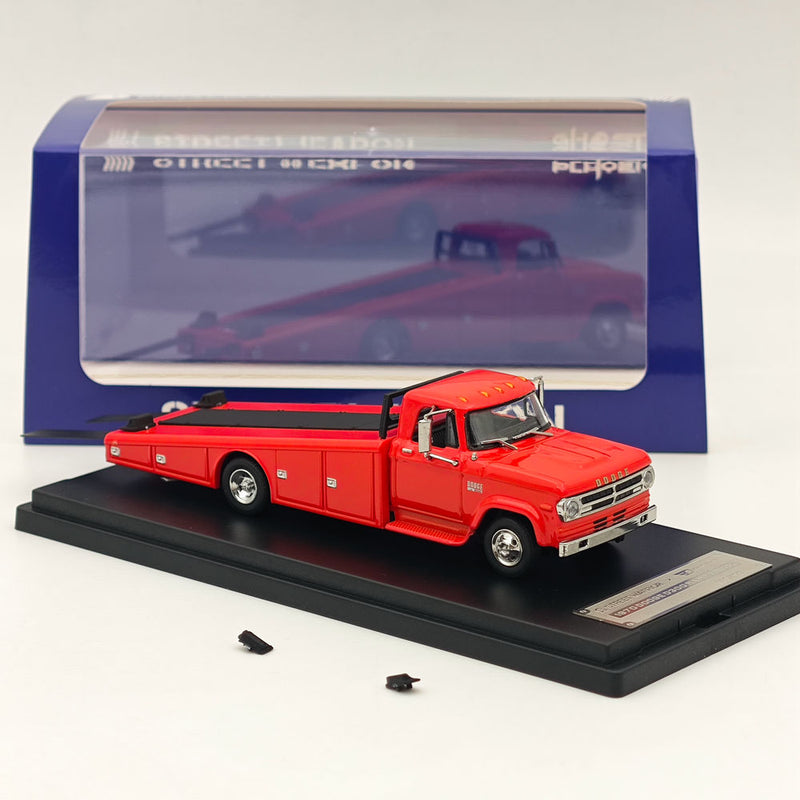 STREET WEAPON 1/64 1970 DODGE D300 RAMP TRUCK Car Transporter Red Diecast Model Collection