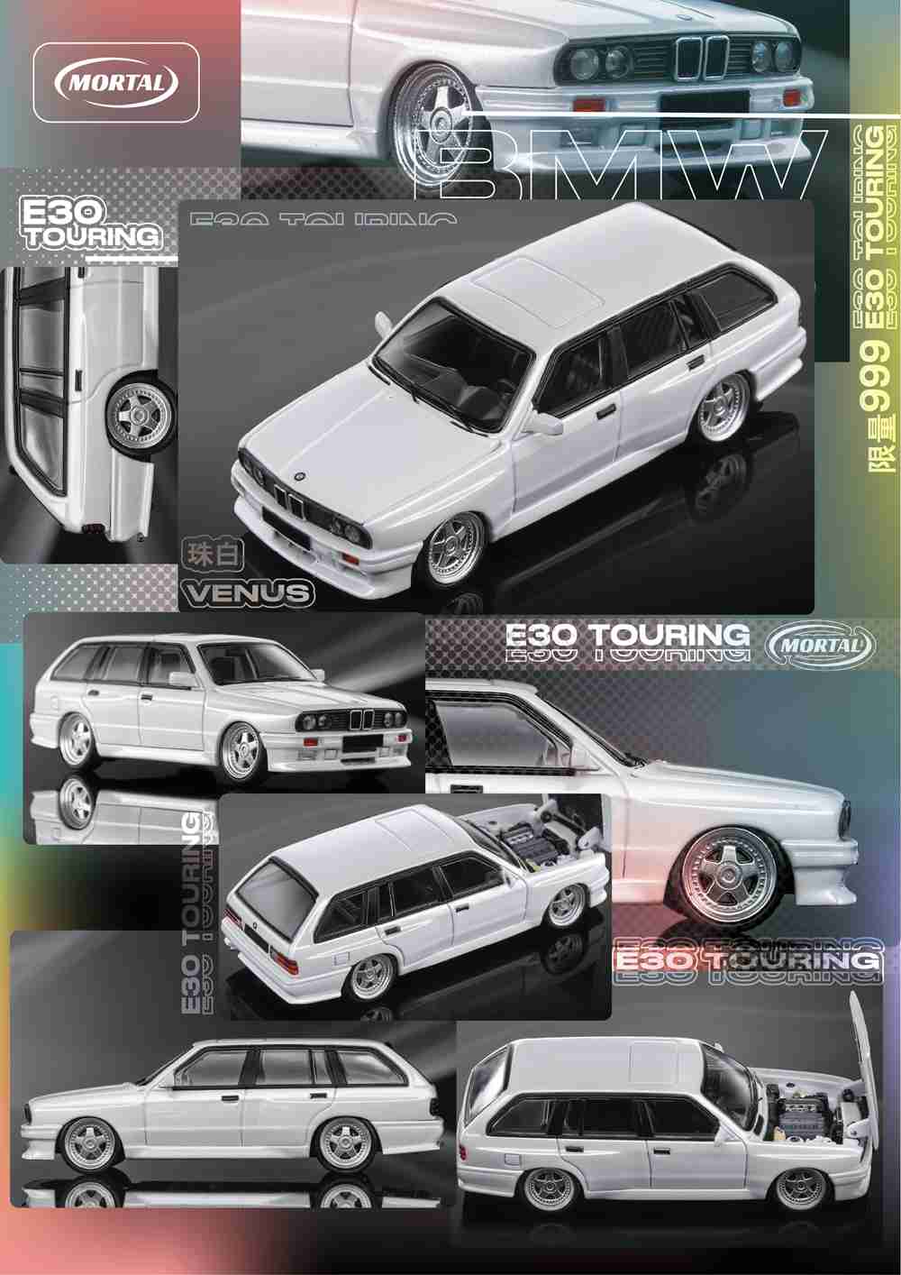 Mortal 1:64 BMW E30 M3 Style Touring Wagon AIT Openable Hood Diecast Toys Car Models Hobby Collection Gifts