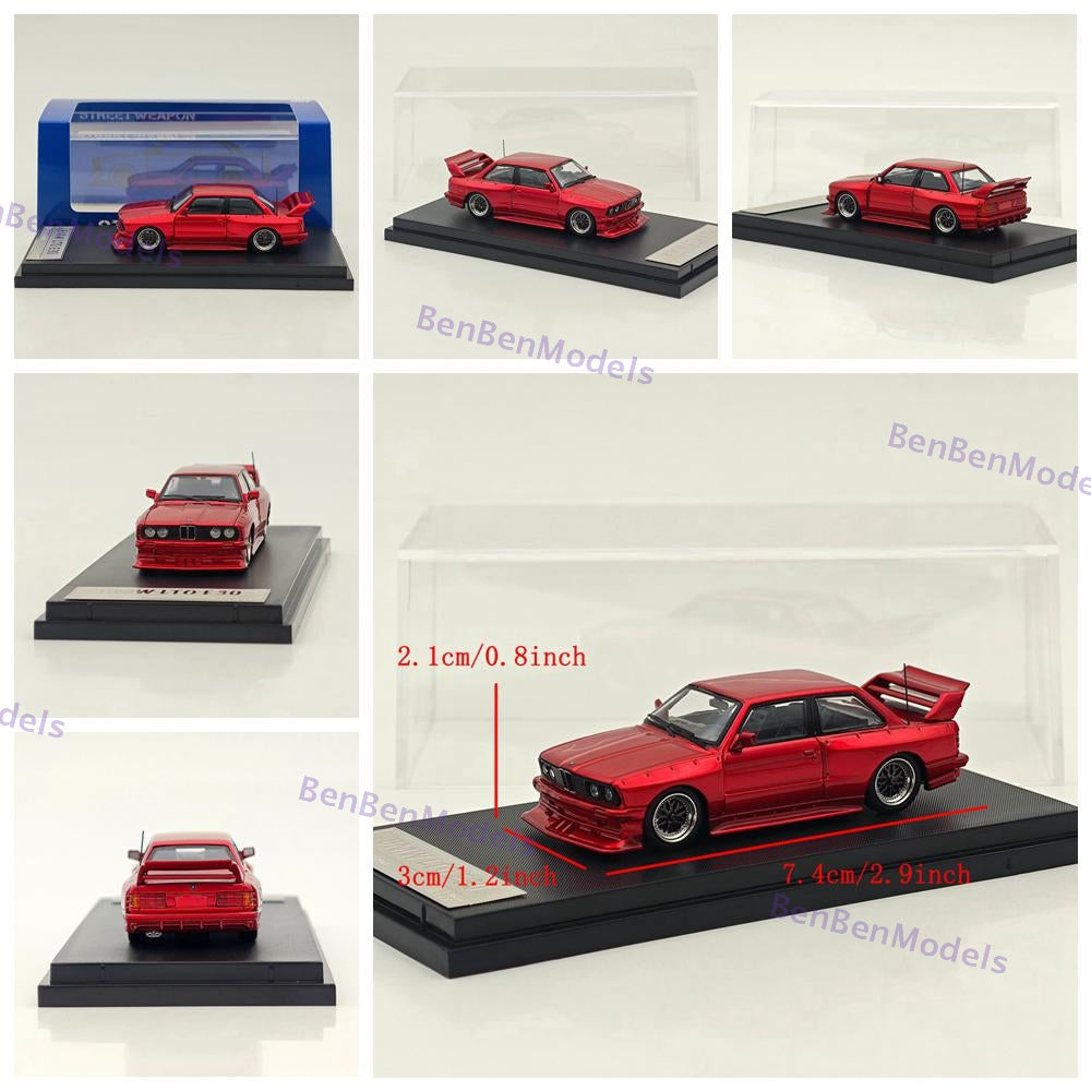 1:64 SW BMW M3 E30 LTO Coupe Widebody Sport Model Diecast Metal Car Collection
