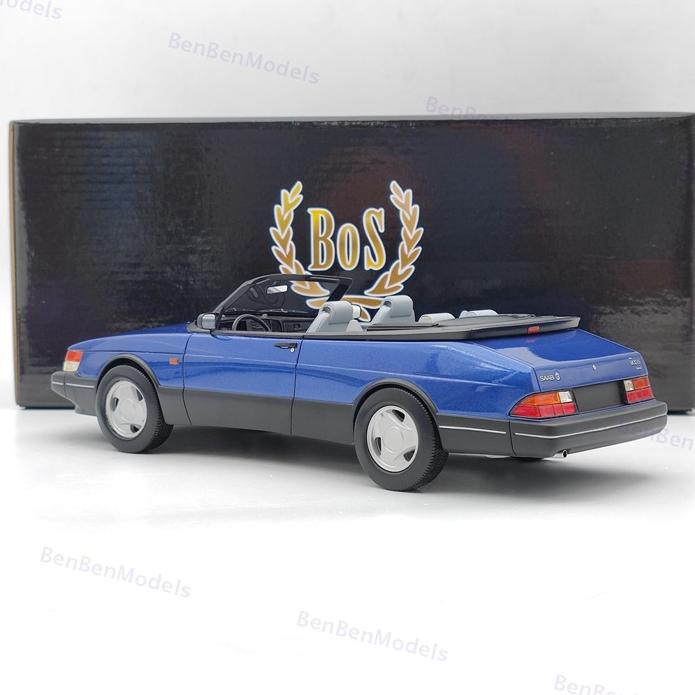 1/18 BOS 1987 Saab 900 Cabrio Blue BOS165 Resin Model Car Limited Collection
