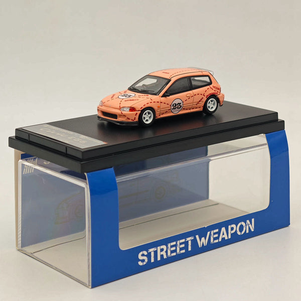 Street Weapon 1:64 Honda Civic EG6 PinkPIG #23 Diecast Models Car Toy Limited 500 Collection