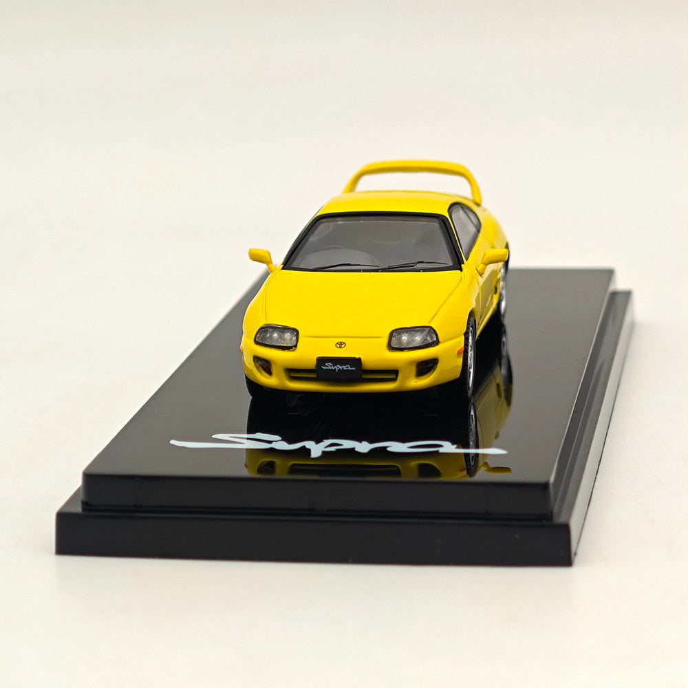 Hobby Japan 1/64 Toyota SUPRA RZ JZA80 avec pièces de spoiler actif Jaune HJ642042Y Modèles moulés sous pression Collection de voitures