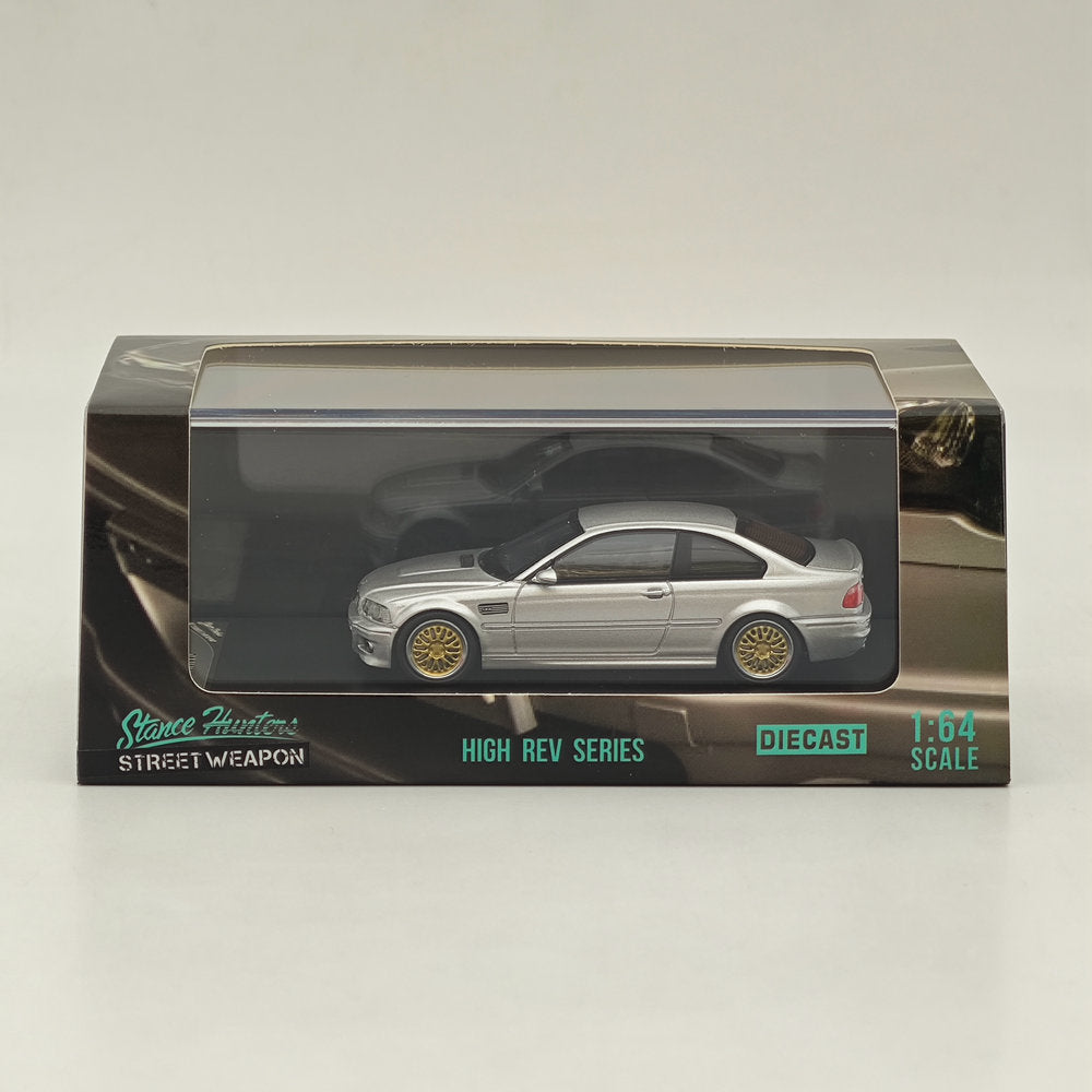 1:64 SW BMW E46 M3 HICH REV SERIES Silver Diecast Models Car Collection