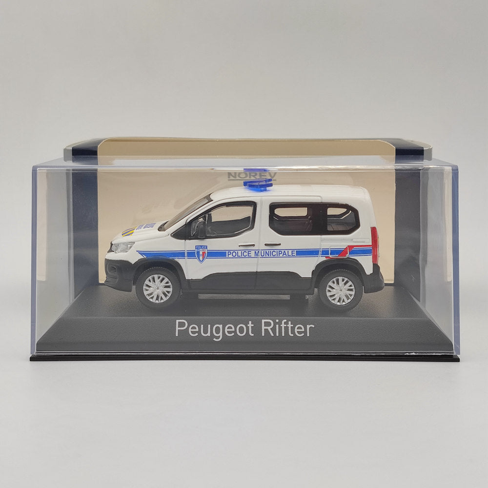 Norev – Peugeot Rifter Van moulé sous pression, modèle de voiture de Police, Collection de cadeaux de noël, 1/43