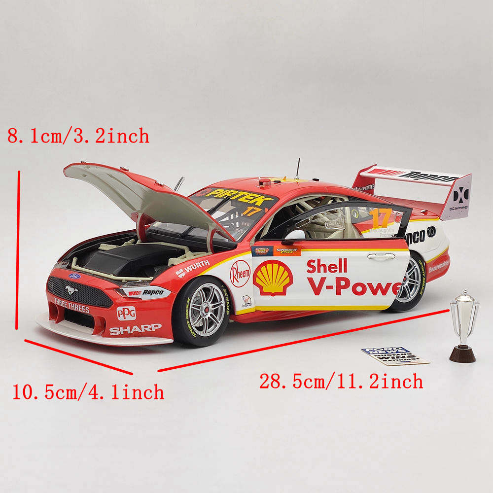 1/18 Authentique Shell V-Power Racing Team #17 Ford GT Mustang 2019 McLaughlin's Diecast Models Car Collection limitée Jouets Cadeau