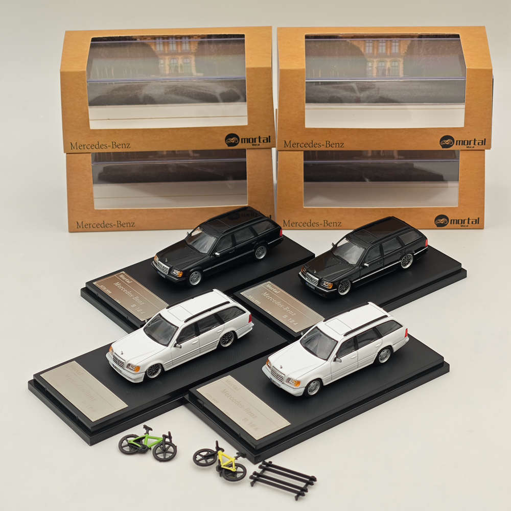 Tout nouveau Mortal 1:64 Mercedes-Benz S124 Travel Diecast Toys Modèles Collection Cadeaux Blanc/Noir
