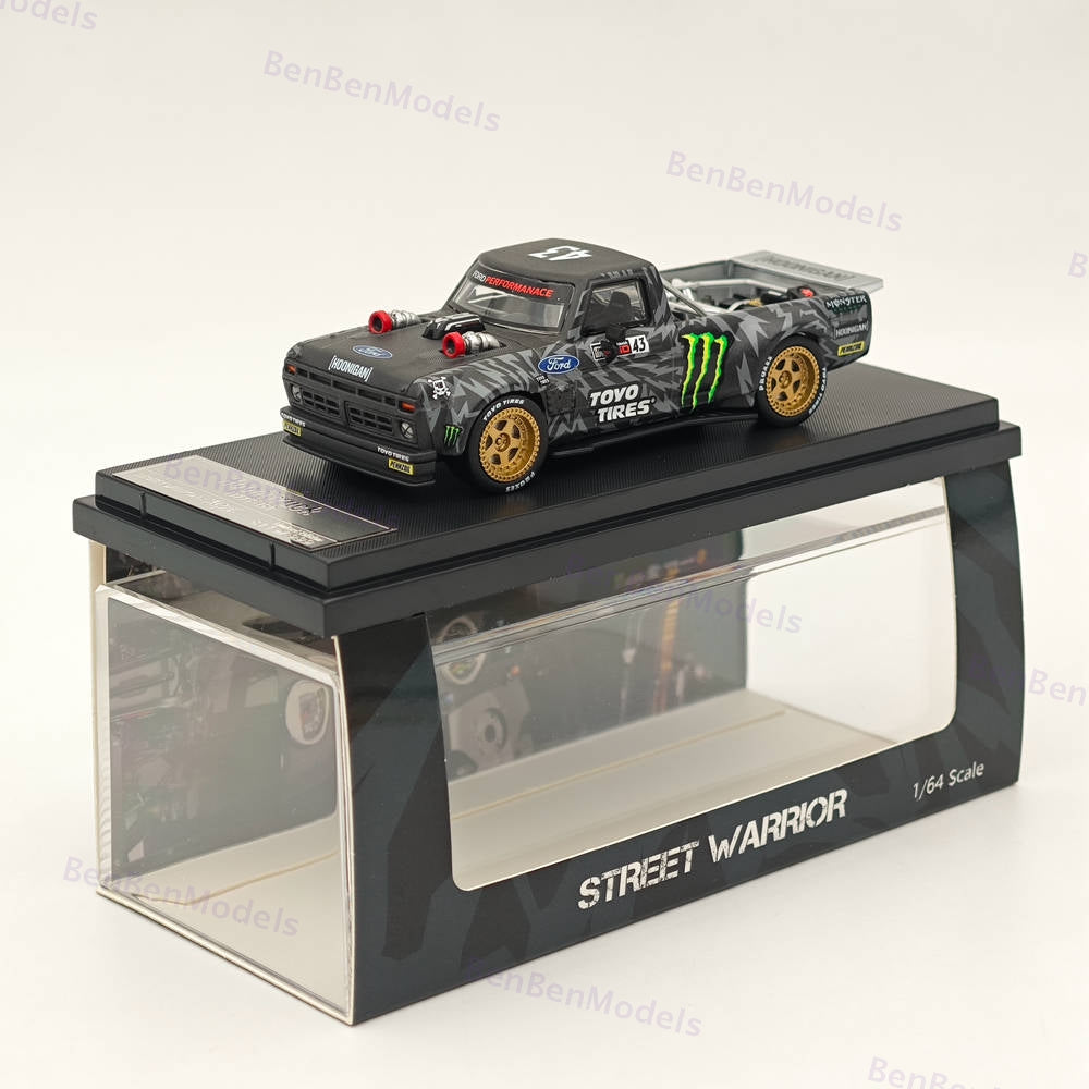 Street Weapon SW 1:64 1977 Ford F-150 Hoonitruck Tianmen - Black Pick Up Diecast