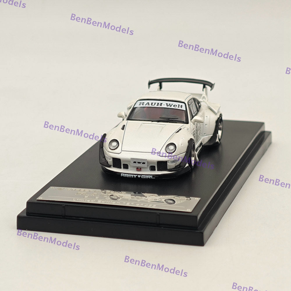 Street WARRIOR SW 1/64 Porsche RWB 993 AGL White Sport Car Diecast Model Car