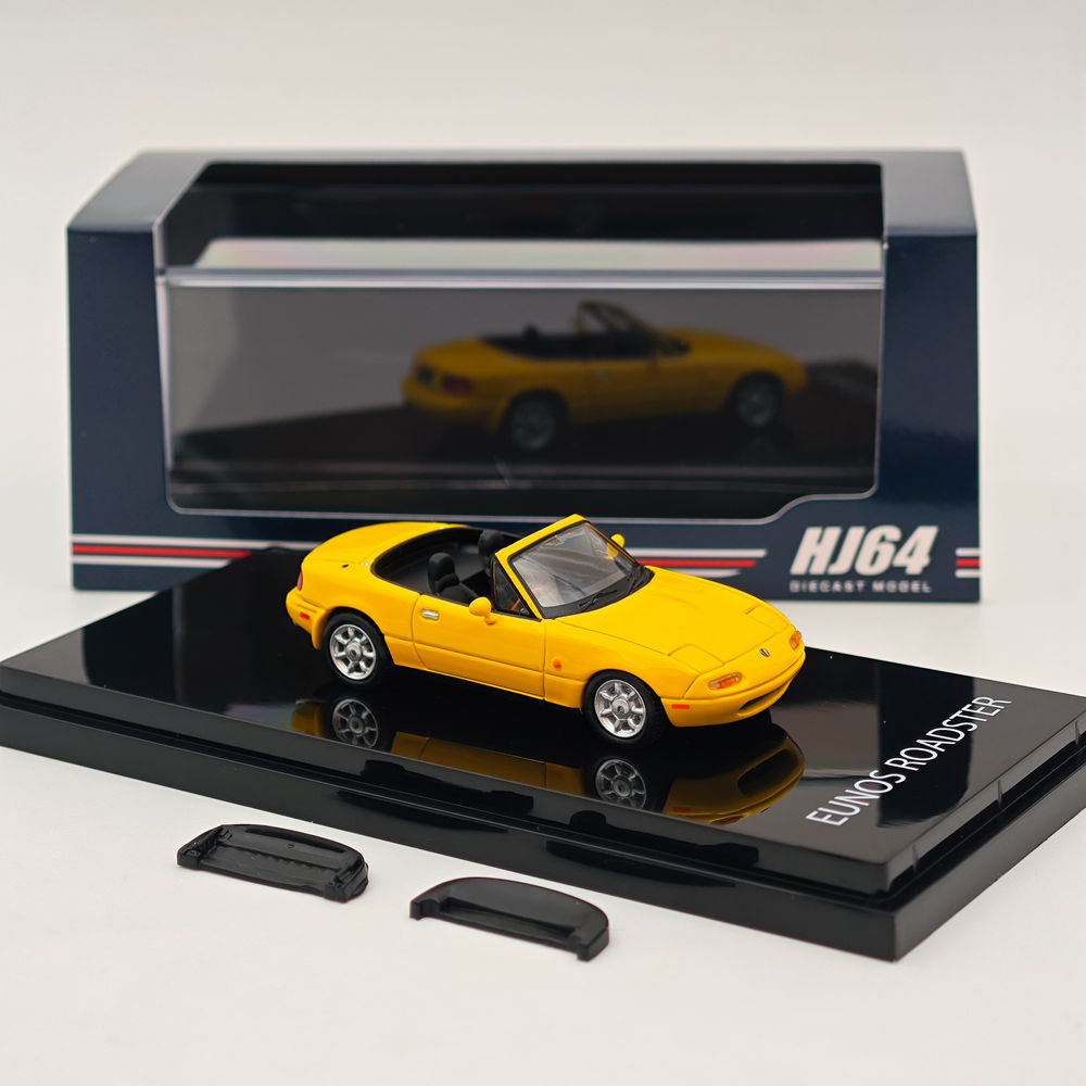 1/64 Hobby JAPAN Mazda EUNOS ROADSTER NA6CE WITH TONNEAU COVER Yellow HJ642025BY Diecast Models Car Limited Collection Auto Toys Gift