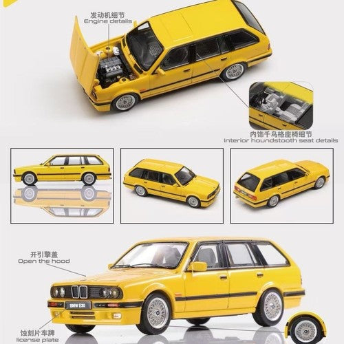 Mortal 1:64 E30 M3 Touring Travel Edition Alloy Openable Hood Diecast Toys Car Models Hobby Collection Gifts