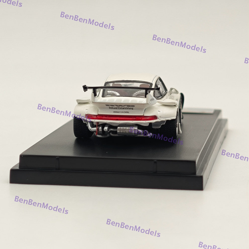 Street WARRIOR SW 1/64 Porsche RWB 993 AGL White Sport Car Diecast Model Car
